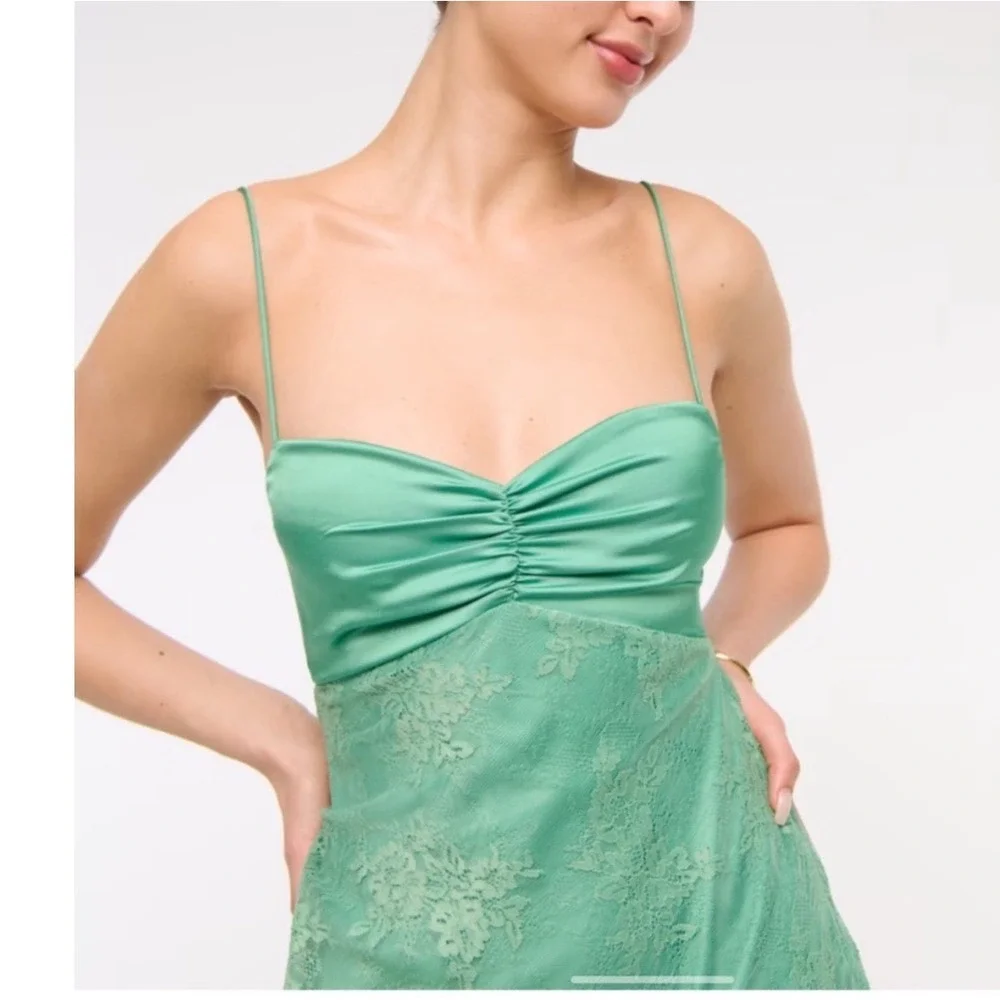 Abercrombie & Fitch Julia Green Slip Lace Maxi Cottagecore Dress Wedding Guest